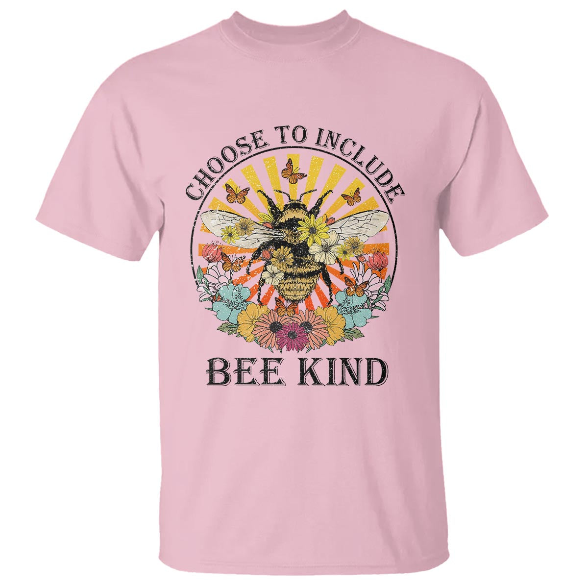 Autism Awareness T Shirt Choose To Include Bee Kind Retro Vintage Flower Bee - Wonder Print Shop