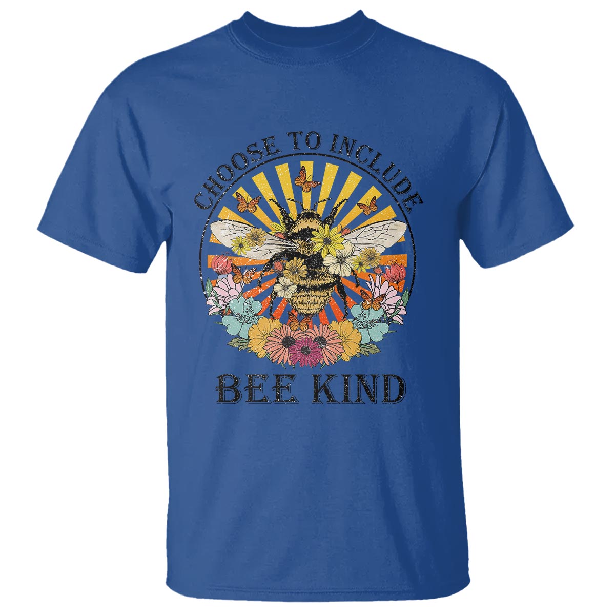 Autism Awareness T Shirt Choose To Include Bee Kind Retro Vintage Flower Bee - Wonder Print Shop