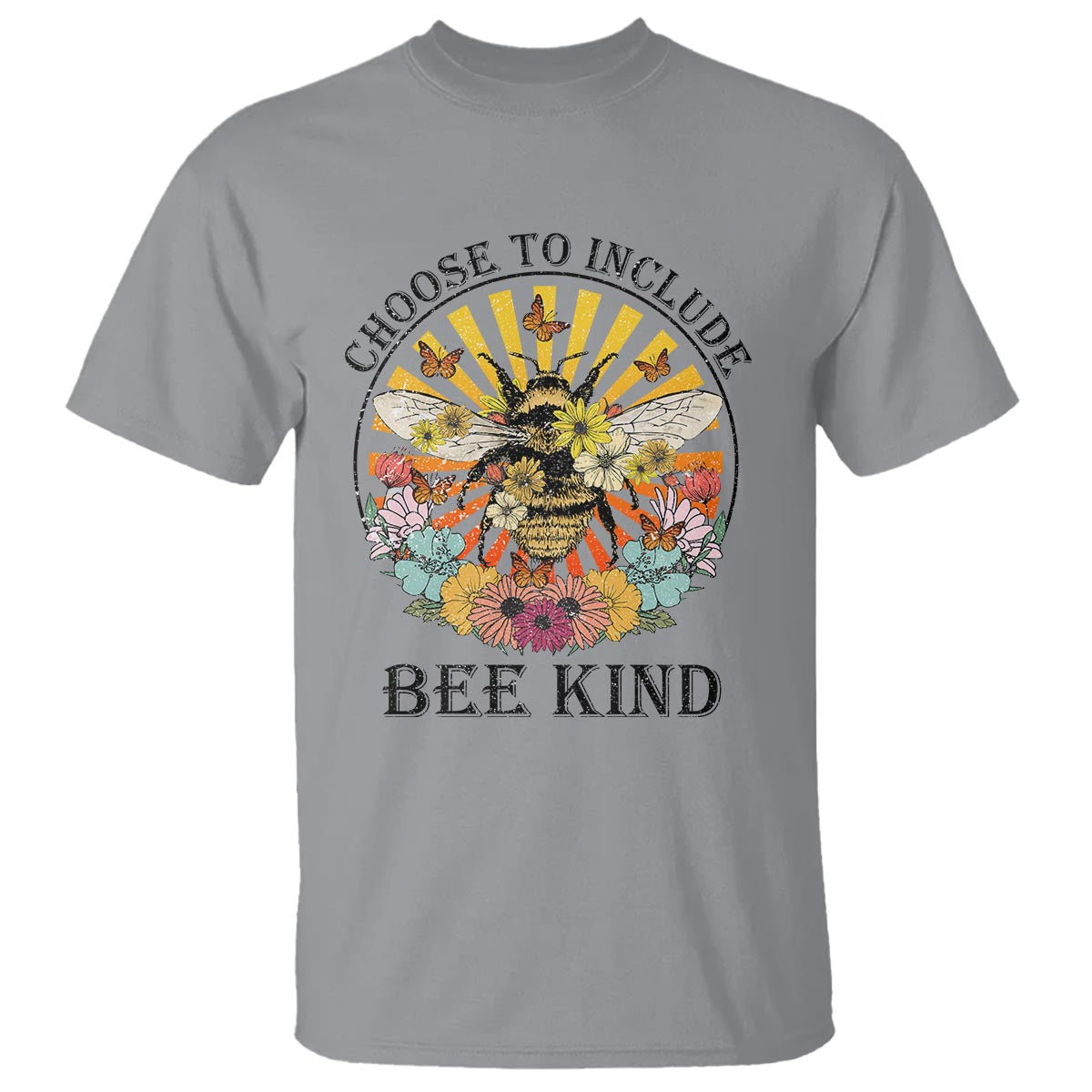 Autism Awareness T Shirt Choose To Include Bee Kind Retro Vintage Flower Bee - Wonder Print Shop