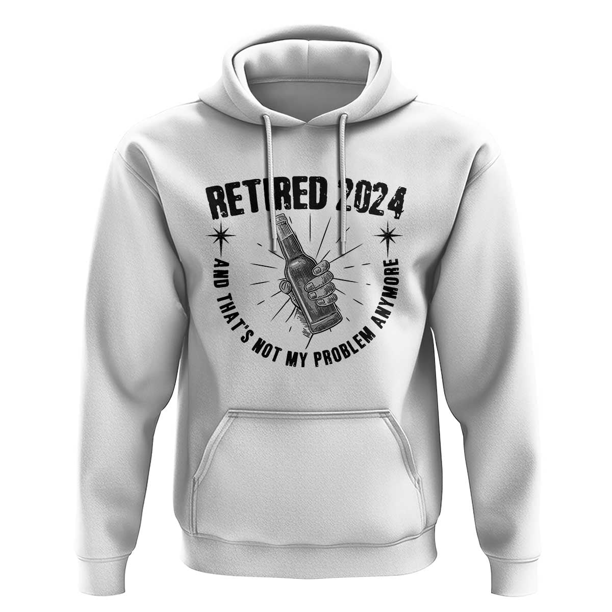 Funny Retirement Hoodie Retired 2024 Not My Problem Anymore Vintage Beer - Wonder Print Shop