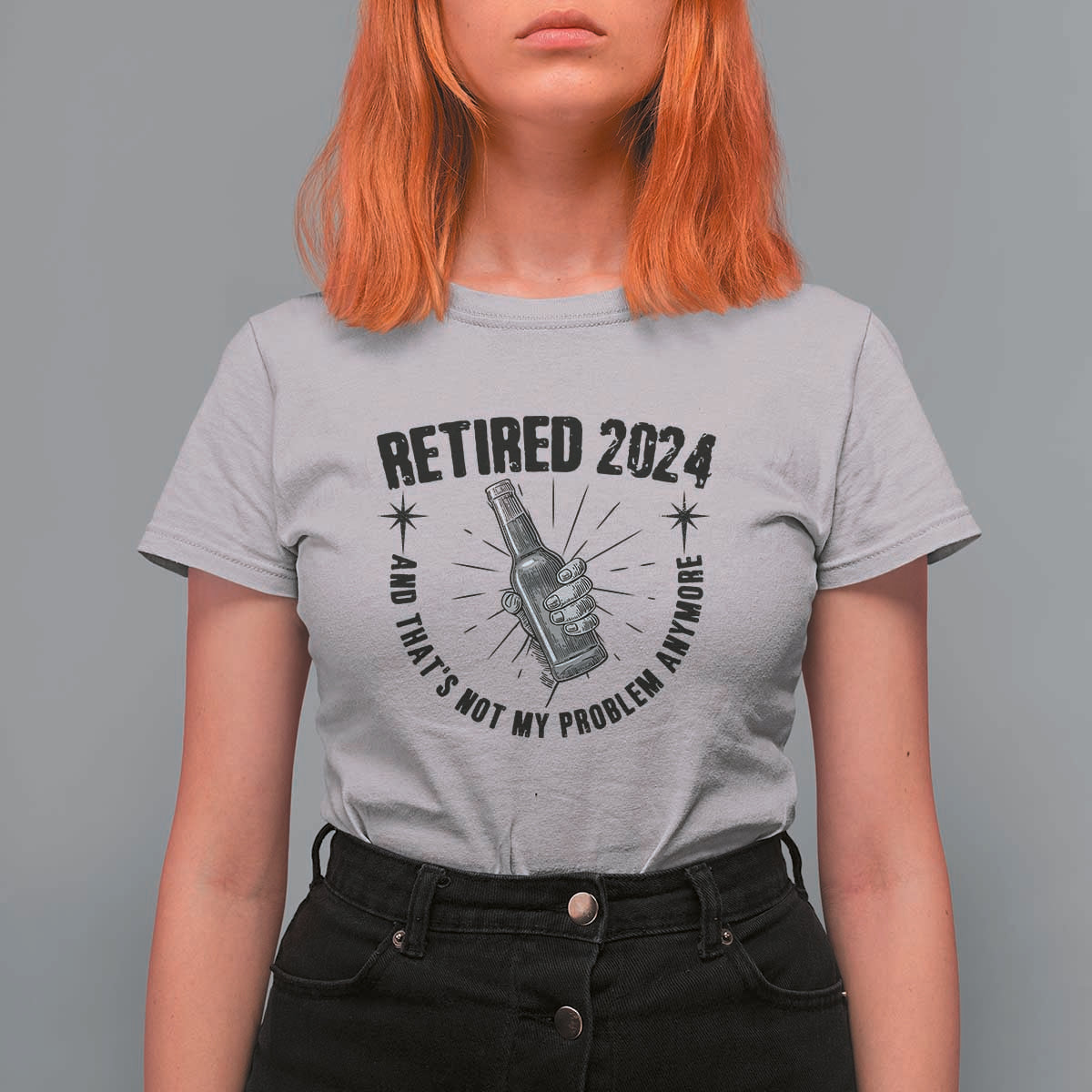 Funny Retirement T Shirt For Women Retired 2024 Not My Problem Anymore Vintage Beer - Wonder Print Shop