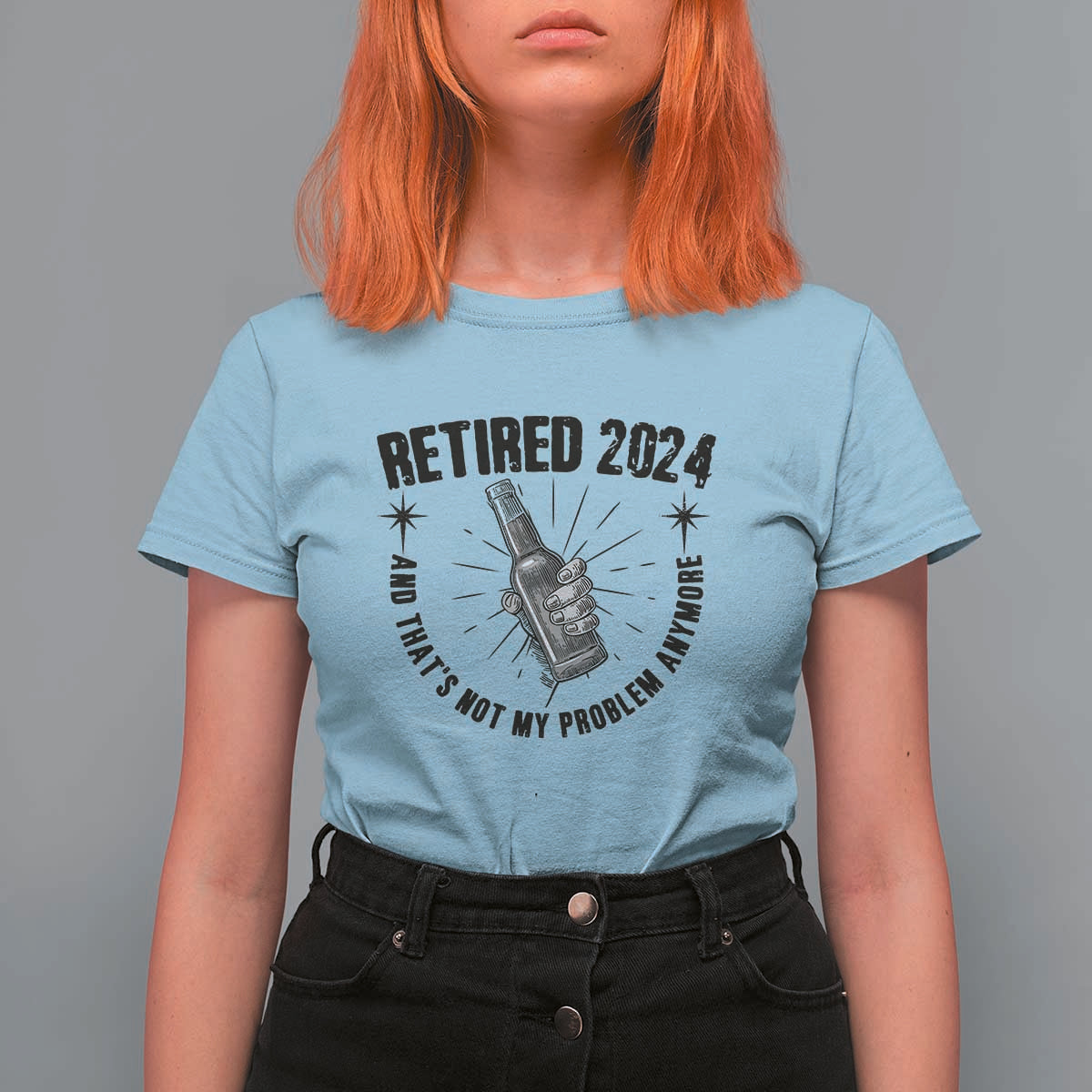 Funny Retirement T Shirt For Women Retired 2024 Not My Problem Anymore Vintage Beer - Wonder Print Shop