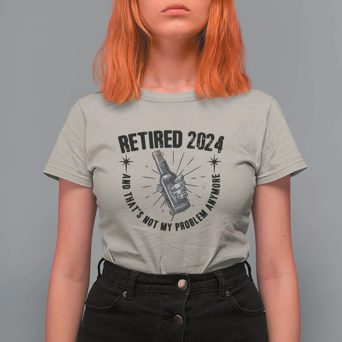 Funny Retirement T Shirt For Women Retired 2024 Not My Problem Anymore Vintage Beer - Wonder Print Shop