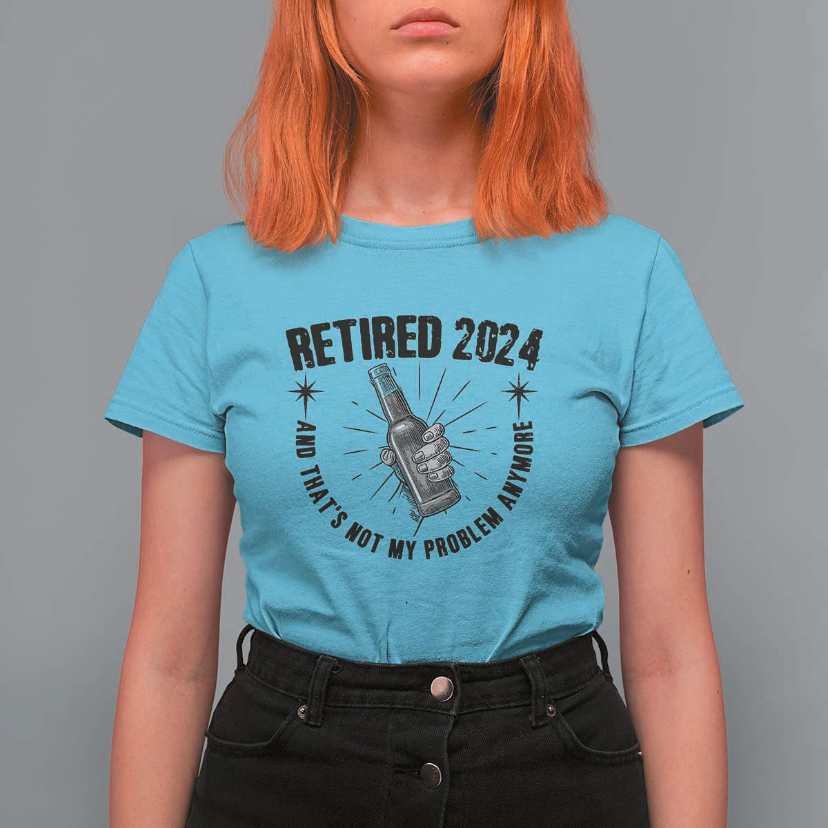 Funny Retirement T Shirt For Women Retired 2024 Not My Problem Anymore Vintage Beer - Wonder Print Shop