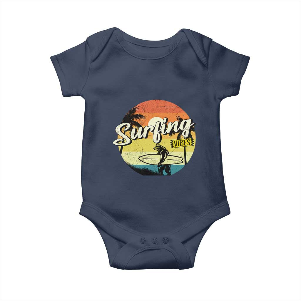 Surfing Lover Baby Onesie Surfing Vibes Retro Vintage Summer Vacation - Wonder Print Shop