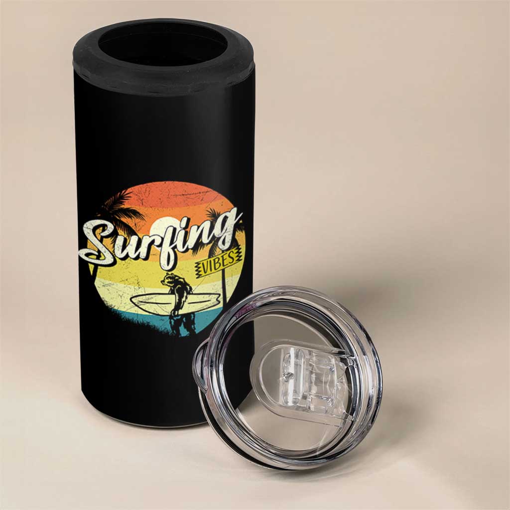 Surfing Lover 4 in 1 Can Cooler Tumbler Surfing Vibes Retro Vintage Summer Vacation - Wonder Print Shop