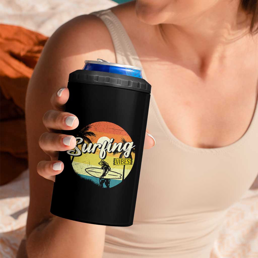 Surfing Lover 4 in 1 Can Cooler Tumbler Surfing Vibes Retro Vintage Summer Vacation - Wonder Print Shop