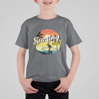 Surfing Lover T Shirt For Kid Surfing Vibes Retro Vintage Summer Vacation - Wonder Print Shop