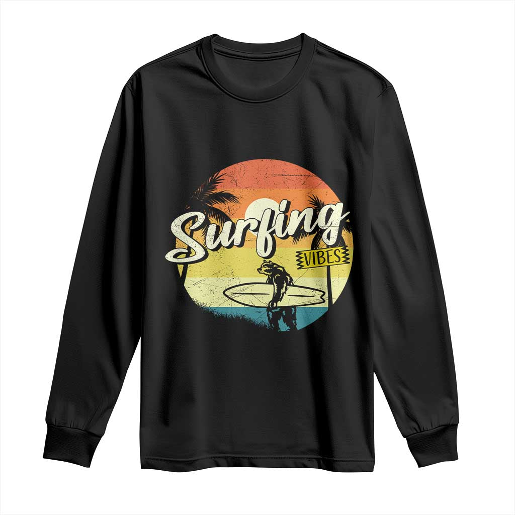 Surfing Lover Long Sleeve Shirt Surfing Vibes Retro Vintage Summer Vacation - Wonder Print Shop
