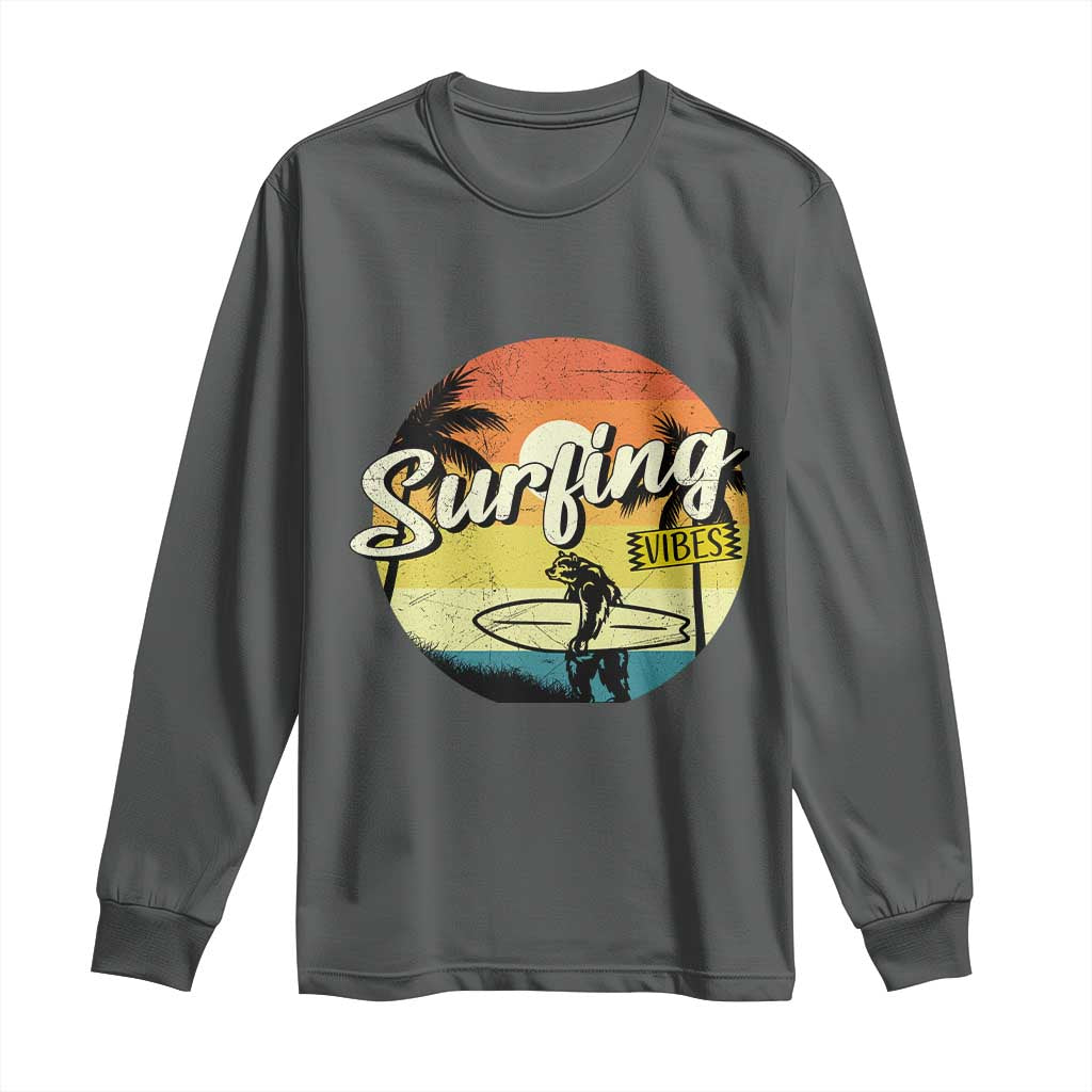 Surfing Lover Long Sleeve Shirt Surfing Vibes Retro Vintage Summer Vacation - Wonder Print Shop