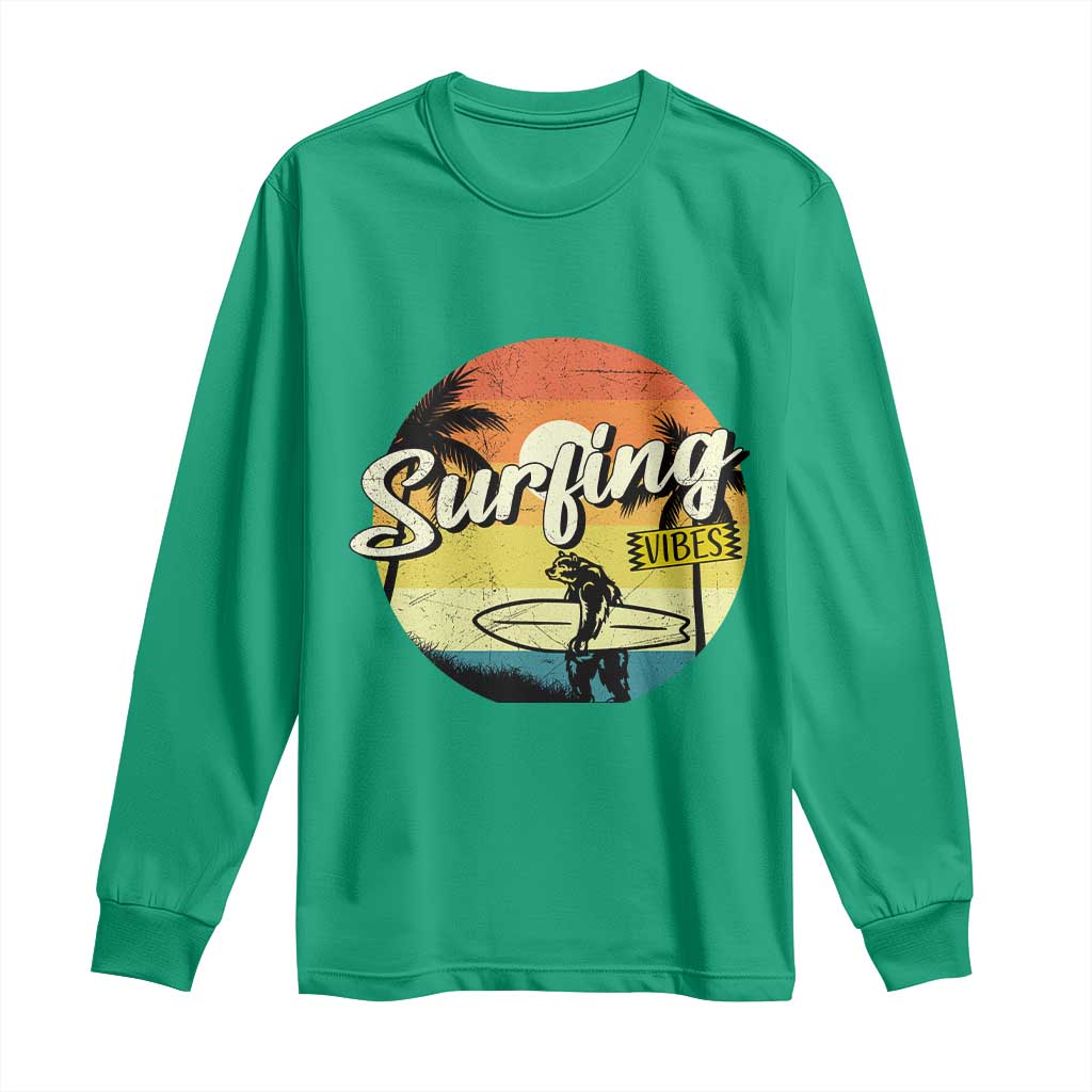 Surfing Lover Long Sleeve Shirt Surfing Vibes Retro Vintage Summer Vacation - Wonder Print Shop