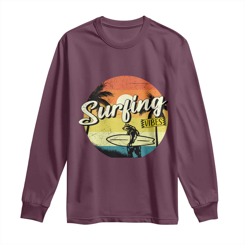 Surfing Lover Long Sleeve Shirt Surfing Vibes Retro Vintage Summer Vacation - Wonder Print Shop