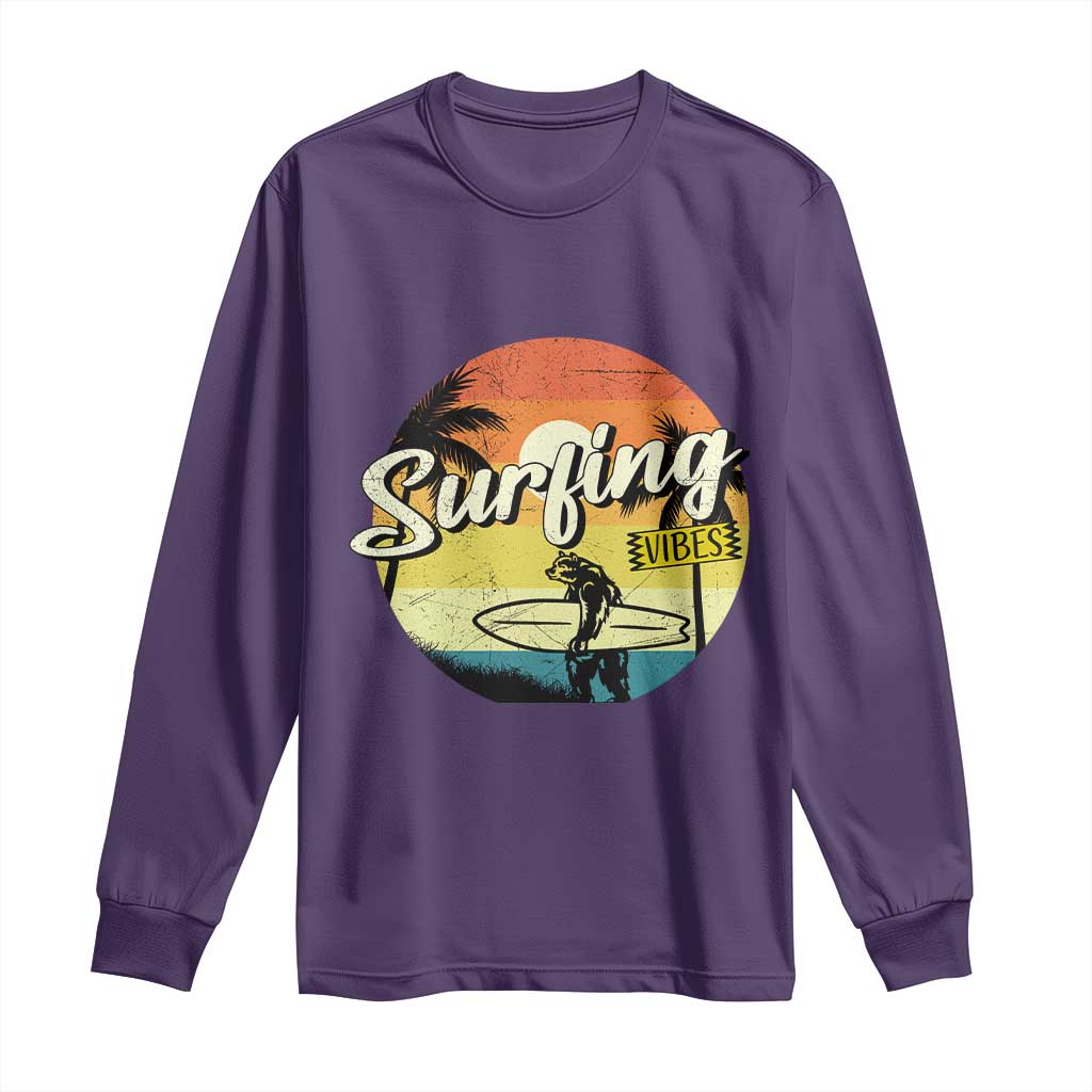 Surfing Lover Long Sleeve Shirt Surfing Vibes Retro Vintage Summer Vacation - Wonder Print Shop