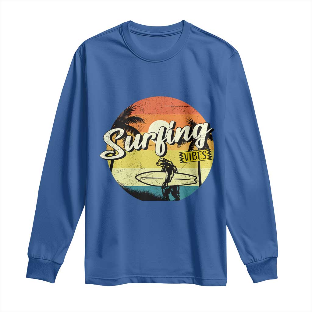Surfing Lover Long Sleeve Shirt Surfing Vibes Retro Vintage Summer Vacation - Wonder Print Shop