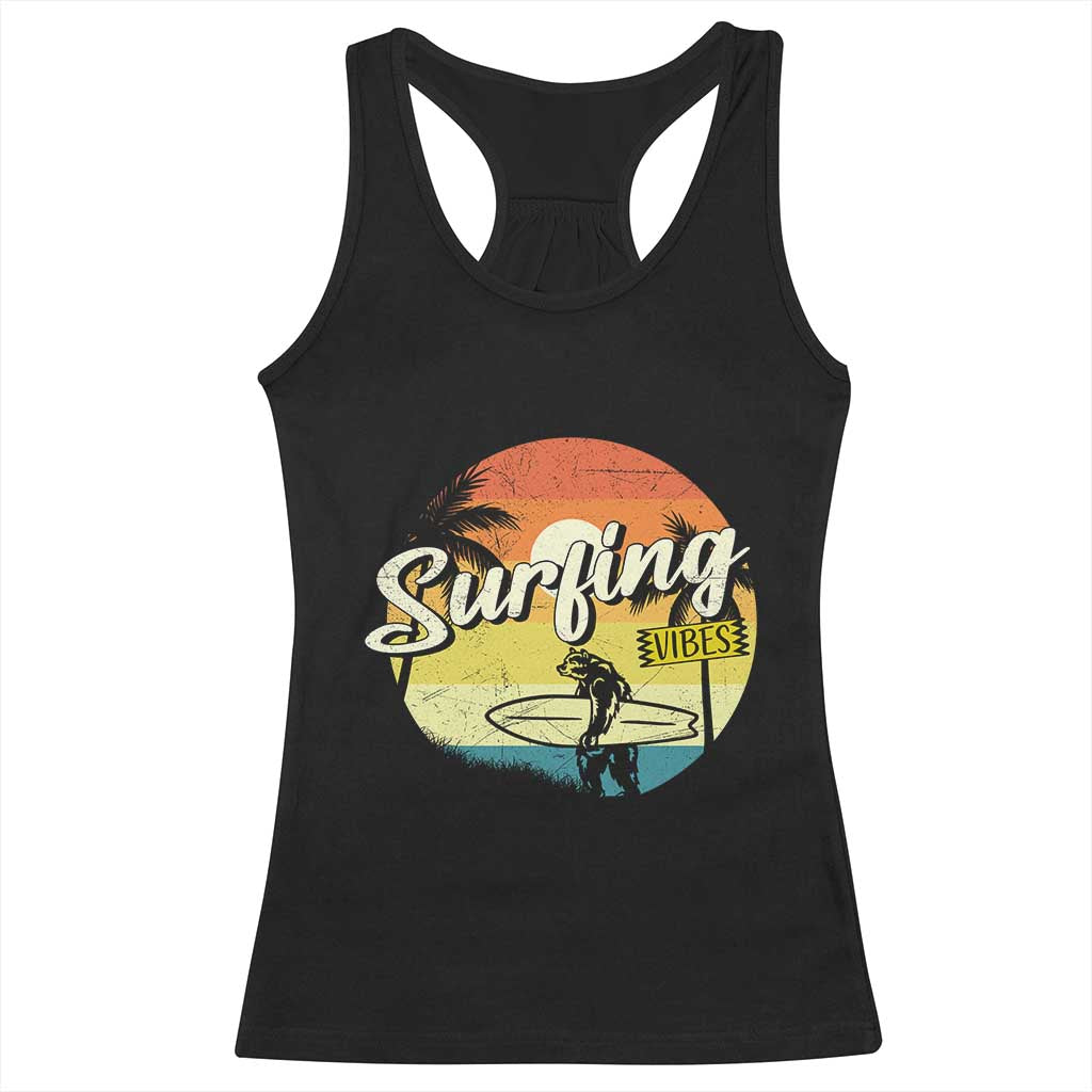 Surfing Lover Racerback Tank Top Surfing Vibes Retro Vintage Summer Vacation - Wonder Print Shop