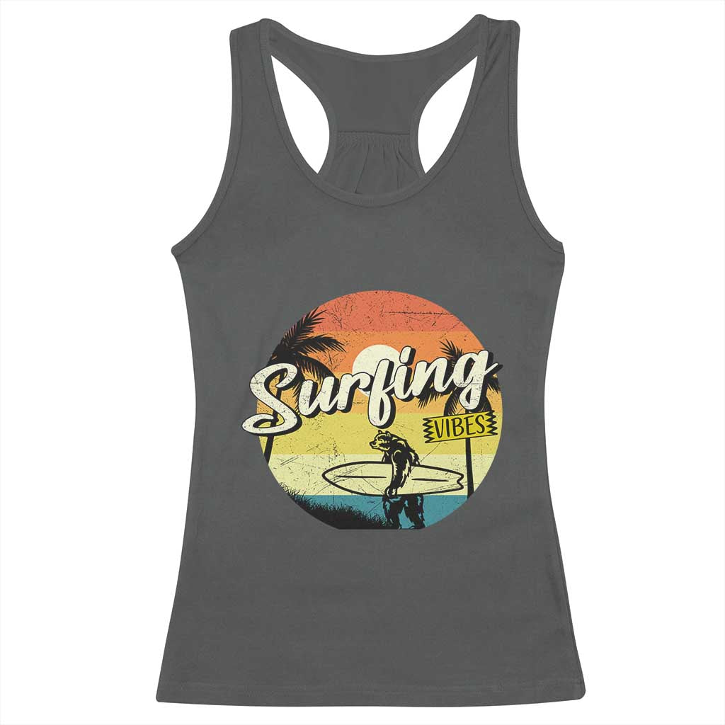 Surfing Lover Racerback Tank Top Surfing Vibes Retro Vintage Summer Vacation - Wonder Print Shop