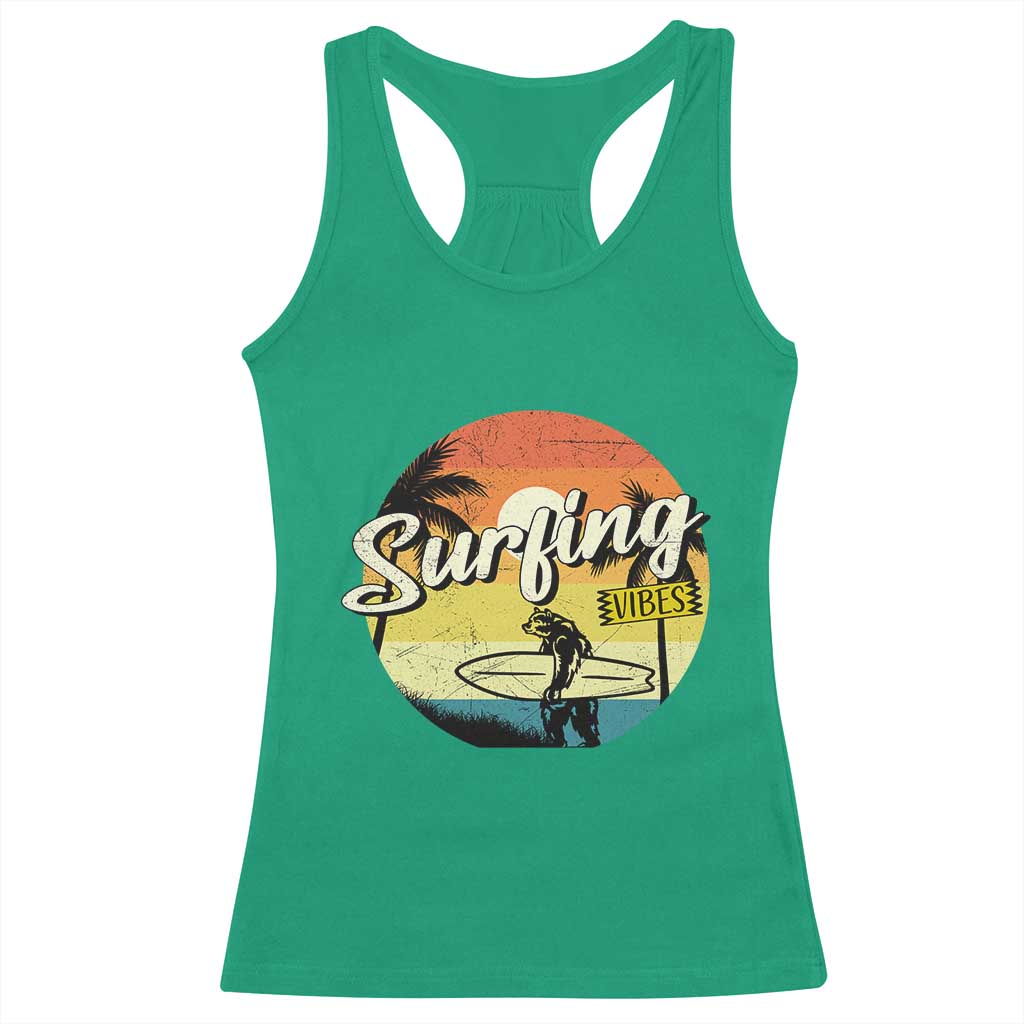 Surfing Lover Racerback Tank Top Surfing Vibes Retro Vintage Summer Vacation - Wonder Print Shop