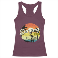 Surfing Lover Racerback Tank Top Surfing Vibes Retro Vintage Summer Vacation - Wonder Print Shop