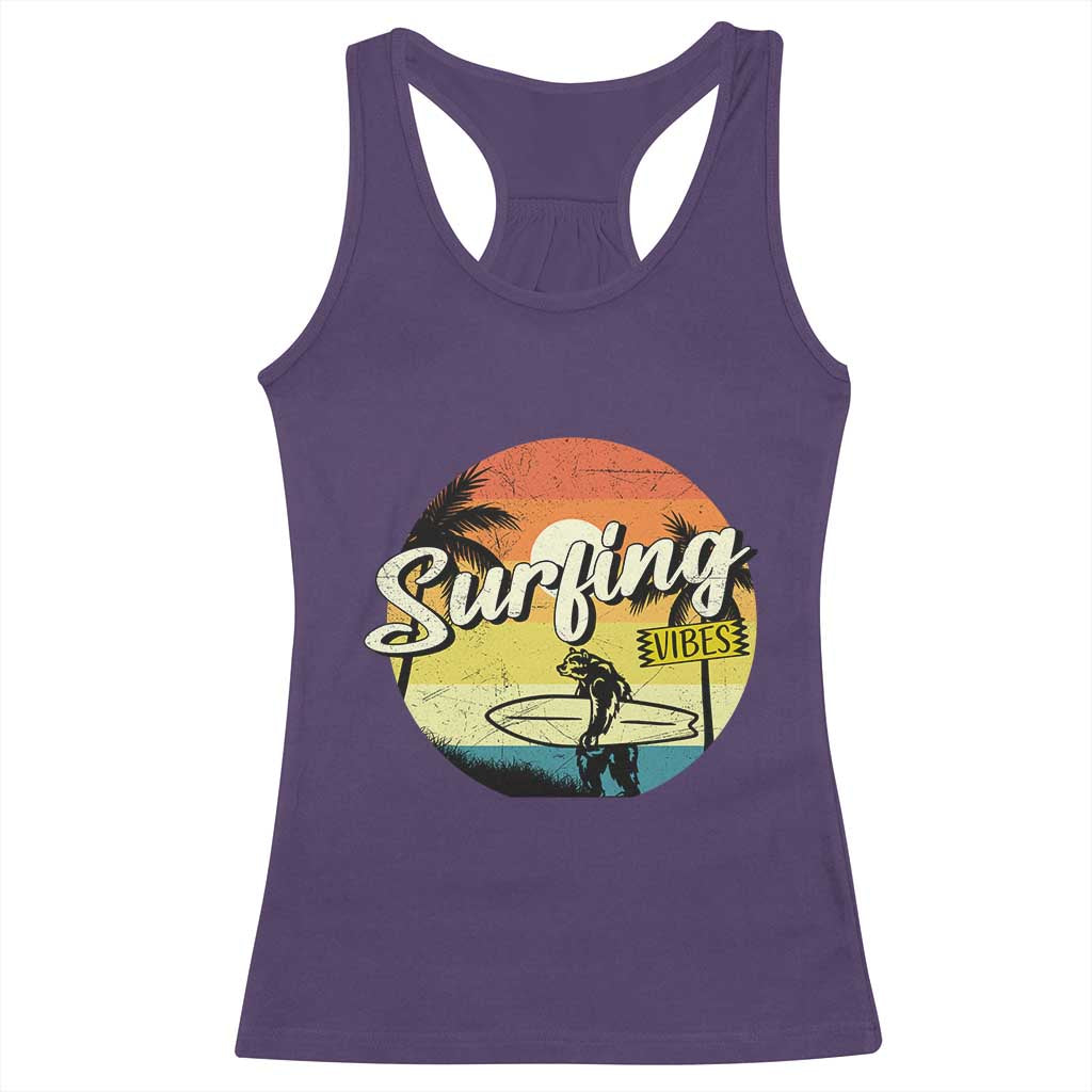 Surfing Lover Racerback Tank Top Surfing Vibes Retro Vintage Summer Vacation - Wonder Print Shop