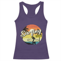 Surfing Lover Racerback Tank Top Surfing Vibes Retro Vintage Summer Vacation - Wonder Print Shop