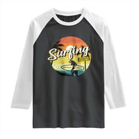 Surfing Lover Raglan Shirt Surfing Vibes Retro Vintage Summer Vacation - Wonder Print Shop