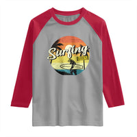 Surfing Lover Raglan Shirt Surfing Vibes Retro Vintage Summer Vacation - Wonder Print Shop