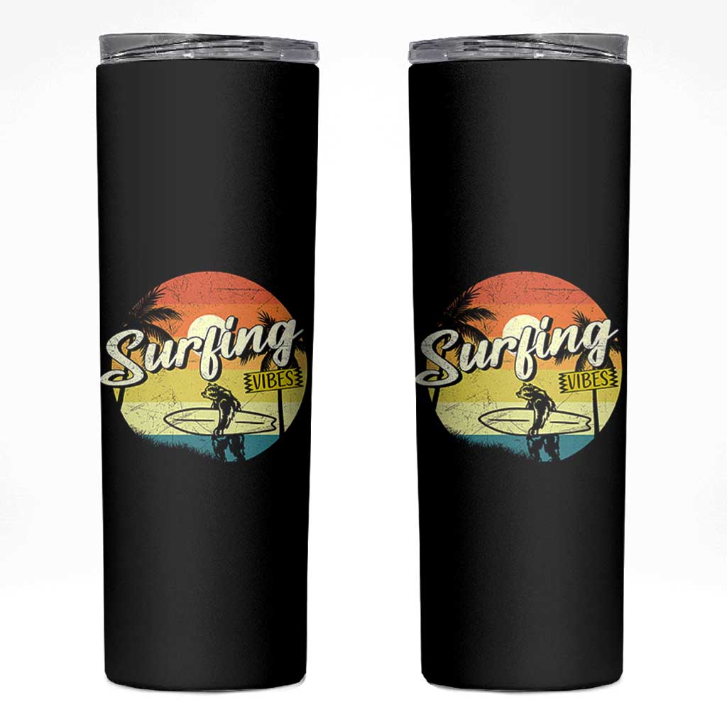 Surfing Lover Skinny Tumbler Surfing Vibes Retro Vintage Summer Vacation - Wonder Print Shop