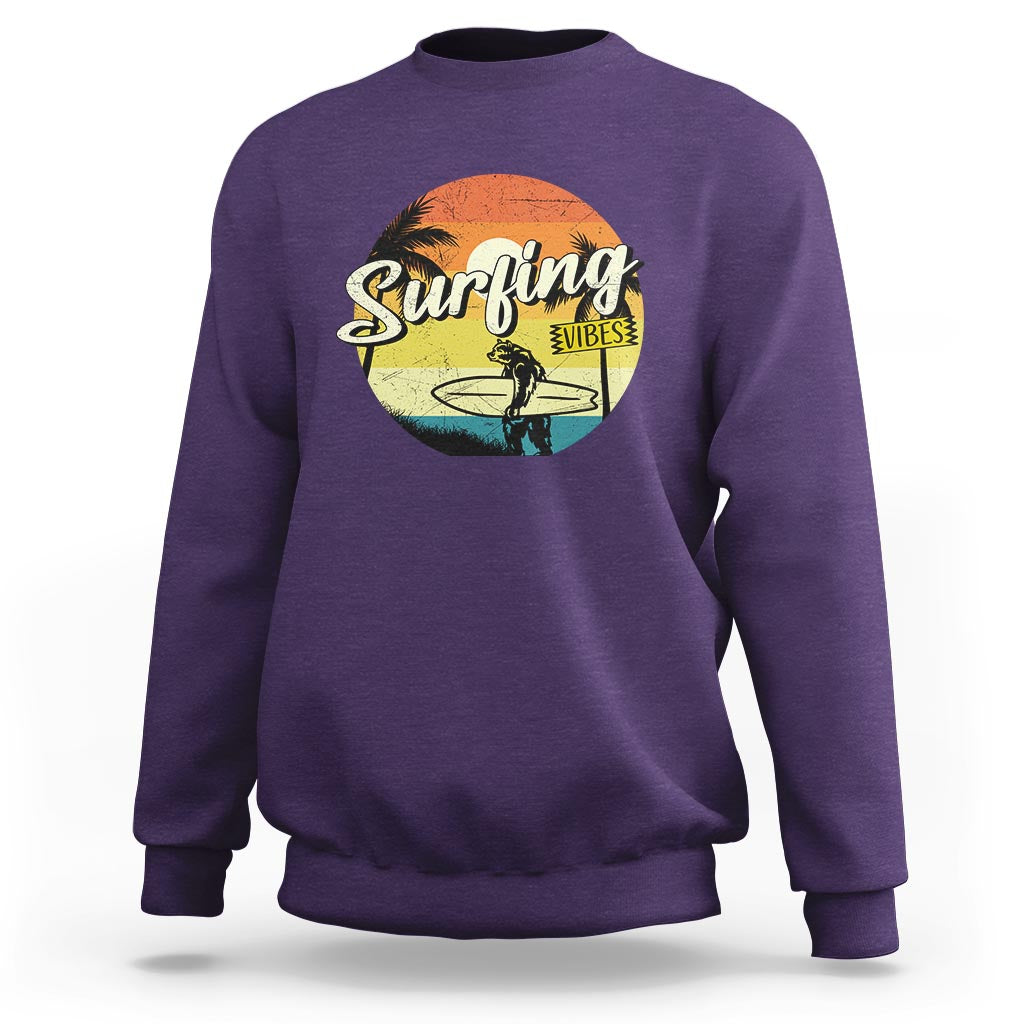 Surfing Lover Sweatshirt Surfing Vibes Retro Vintage Summer Vacation - Wonder Print Shop