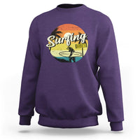 Surfing Lover Sweatshirt Surfing Vibes Retro Vintage Summer Vacation - Wonder Print Shop