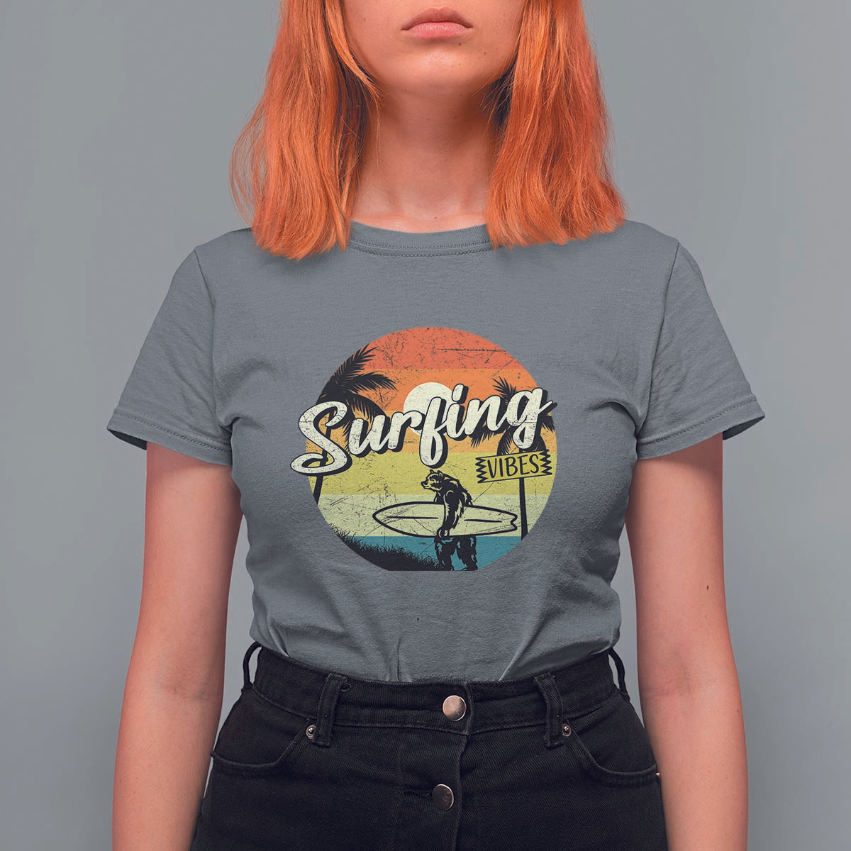 Surfing Lover T Shirt For Women Surfing Vibes Retro Vintage Summer Vacation - Wonder Print Shop