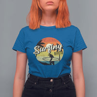 Surfing Lover T Shirt For Women Surfing Vibes Retro Vintage Summer Vacation - Wonder Print Shop