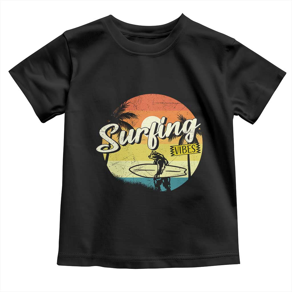 Surfing Lover Toddler T Shirt Surfing Vibes Retro Vintage Summer Vacation - Wonder Print Shop