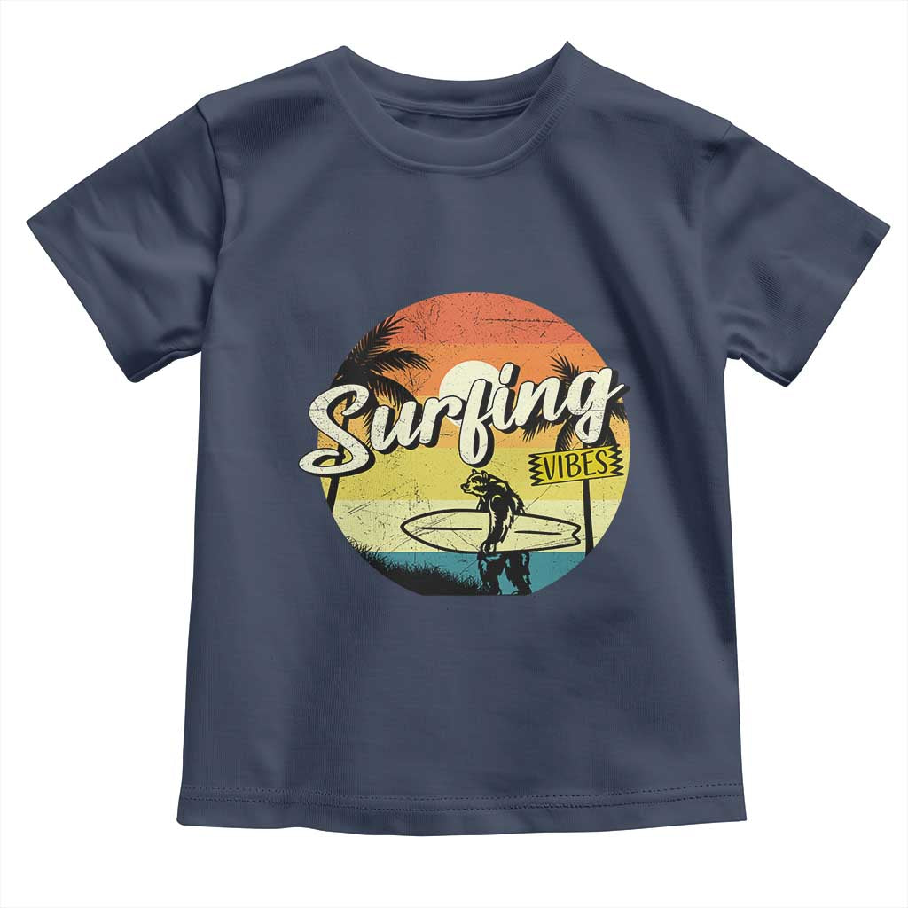 Surfing Lover Toddler T Shirt Surfing Vibes Retro Vintage Summer Vacation - Wonder Print Shop