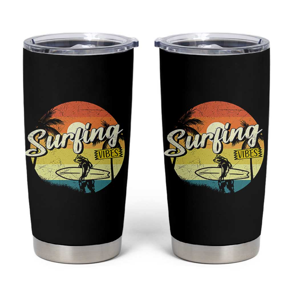 Surfing Lover Tumbler Cup Surfing Vibes Retro Vintage Summer Vacation - Wonder Print Shop