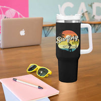 Surfing Lover Tumbler With Handle Surfing Vibes Retro Vintage Summer Vacation - Wonder Print Shop