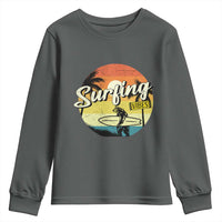 Surfing Lover Youth Sweatshirt Surfing Vibes Retro Vintage Summer Vacation - Wonder Print Shop