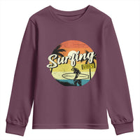 Surfing Lover Youth Sweatshirt Surfing Vibes Retro Vintage Summer Vacation - Wonder Print Shop