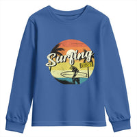Surfing Lover Youth Sweatshirt Surfing Vibes Retro Vintage Summer Vacation - Wonder Print Shop