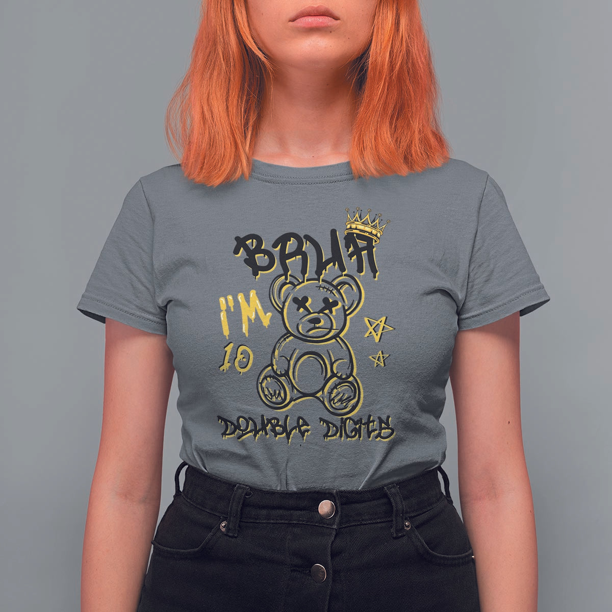 10th Birthday T Shirt For Women Bruh I'm Double Digits 10 Years Old Kid - Wonder Print Shop
