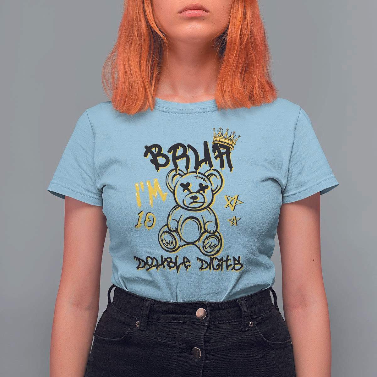 10th Birthday T Shirt For Women Bruh I'm Double Digits 10 Years Old Kid - Wonder Print Shop