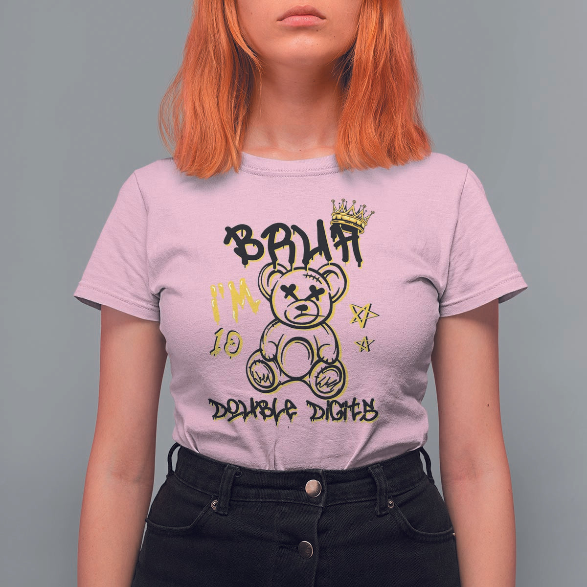 10th Birthday T Shirt For Women Bruh I'm Double Digits 10 Years Old Kid - Wonder Print Shop