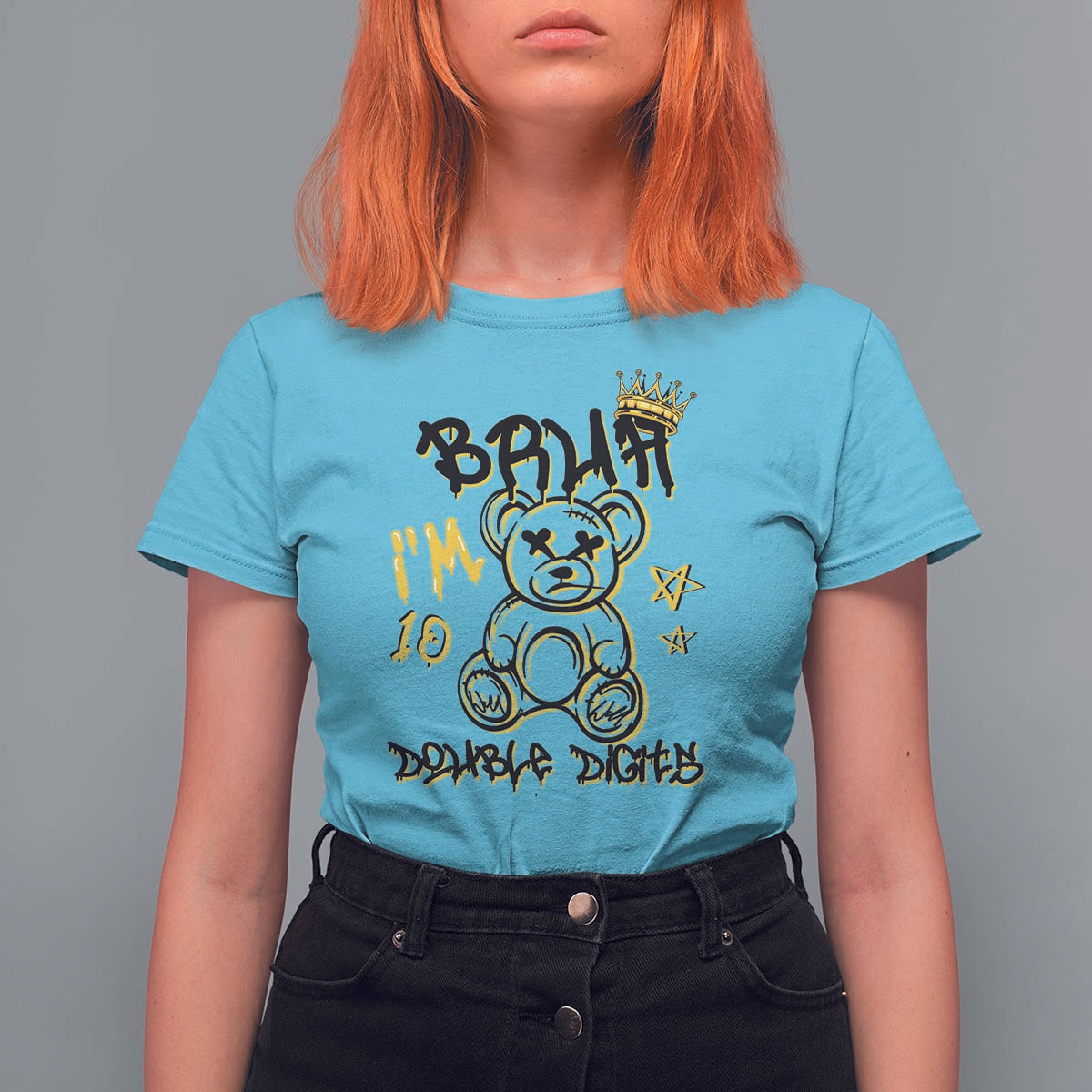 10th Birthday T Shirt For Women Bruh I'm Double Digits 10 Years Old Kid - Wonder Print Shop