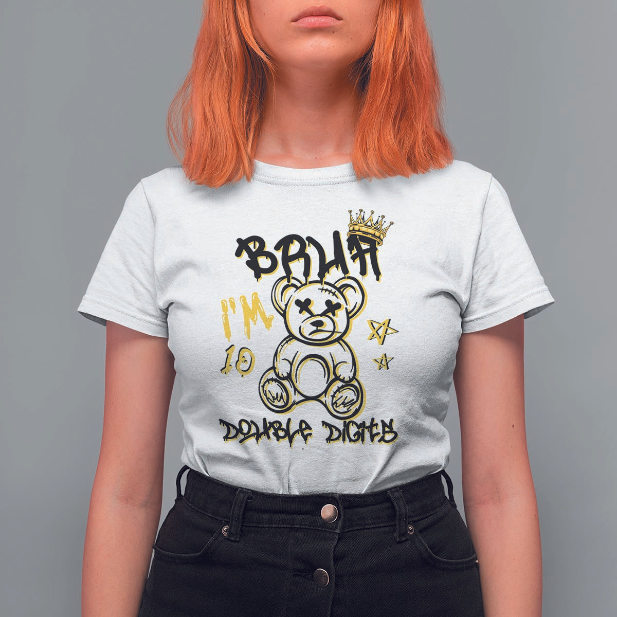 10th Birthday T Shirt For Women Bruh I'm Double Digits 10 Years Old Kid - Wonder Print Shop