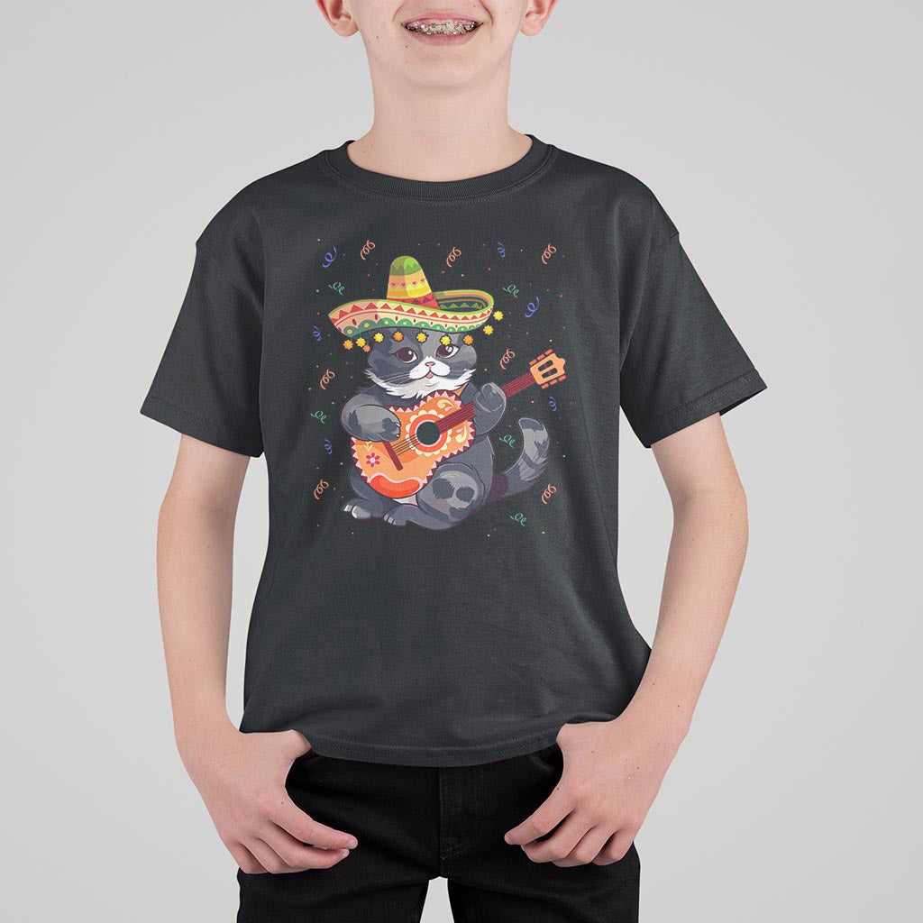 Cinco De Mayo Cat T Shirt For Kid Playing Huichoi Cute Sombrero Hat - Wonder Print Shop