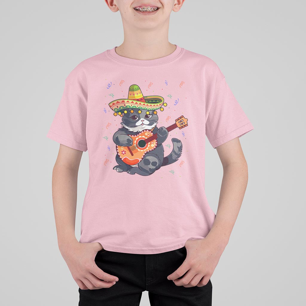 Cinco De Mayo Cat T Shirt For Kid Playing Huichoi Cute Sombrero Hat - Wonder Print Shop