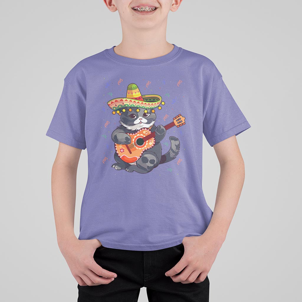 Cinco De Mayo Cat T Shirt For Kid Playing Huichoi Cute Sombrero Hat - Wonder Print Shop