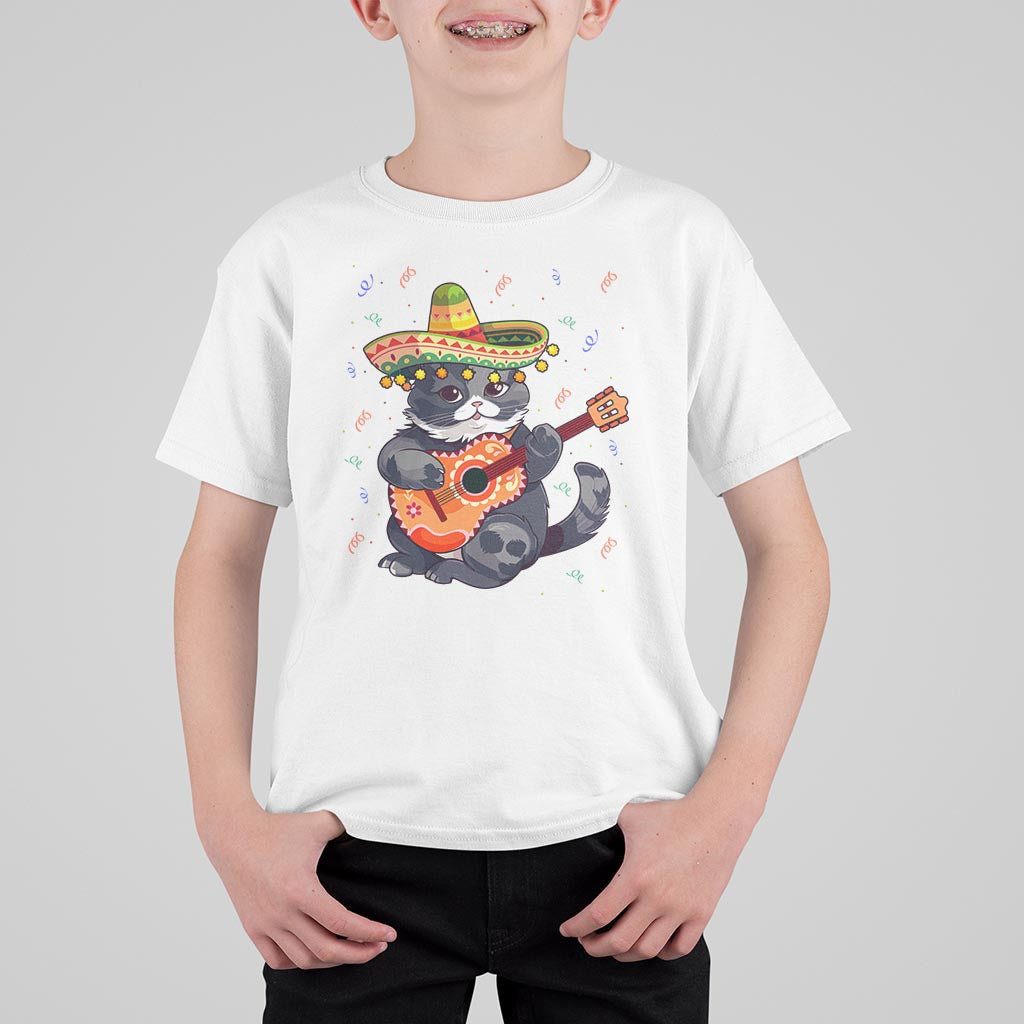 Cinco De Mayo Cat T Shirt For Kid Playing Huichoi Cute Sombrero Hat - Wonder Print Shop