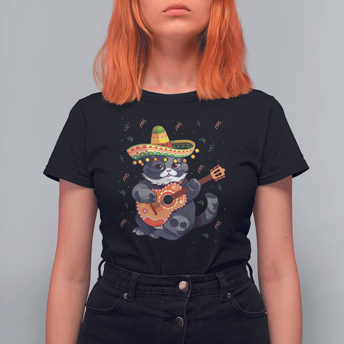 Cinco De Mayo Cat T Shirt For Women Playing Huichoi Cute Sombrero Hat - Wonder Print Shop