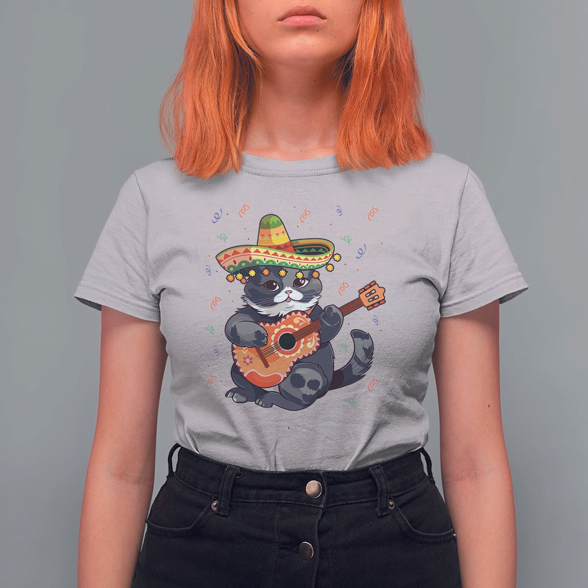 Cinco De Mayo Cat T Shirt For Women Playing Huichoi Cute Sombrero Hat - Wonder Print Shop