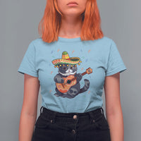 Cinco De Mayo Cat T Shirt For Women Playing Huichoi Cute Sombrero Hat - Wonder Print Shop